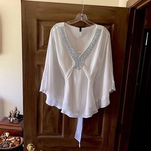 WHITE HOUSE BLACK MARKET - Beaded kimono blouse